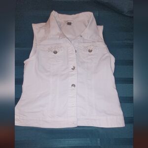 Womens Size Small White Jean Vest
